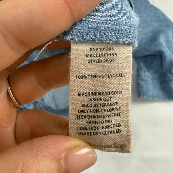 Soft SurroundingsWomens XL Cheetah Print Denim Shirt Button Down Roll Tab Sleeve - Picture 8 of 9